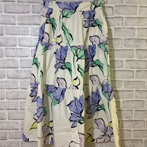 a new day Floral Maxi Skirt - Cream and Purple